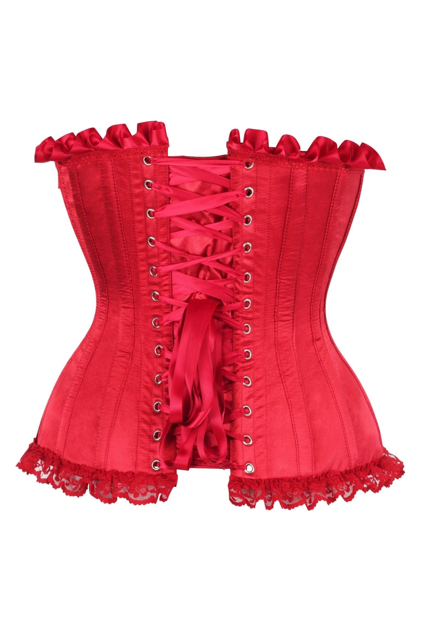 Top Drawer Dark Red Satin Steel Boned Burlesque Corset