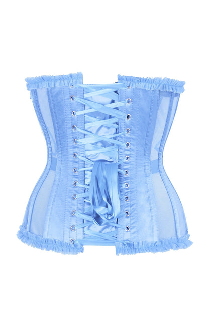 Top Drawer Steel Boned Light Blue Mesh Underwire Burlesque Underbust Corset Cincher