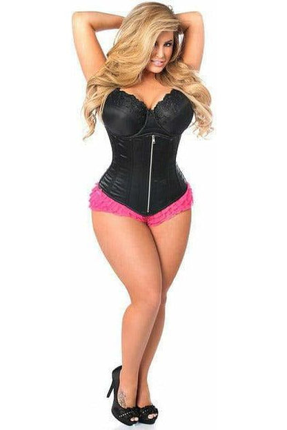 Top Drawer Black Satin Underbust Steel Boned Corset