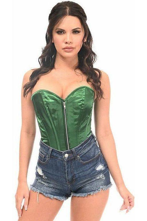 Top Drawer Dark Green Satin Steel Boned Corset