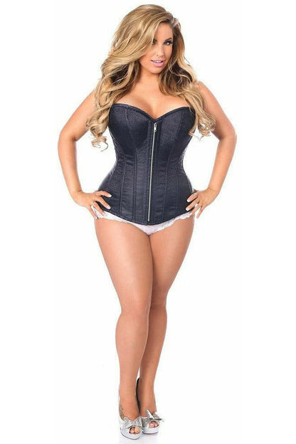 Top Drawer Navy Blue Brocade Steel Boned Corset