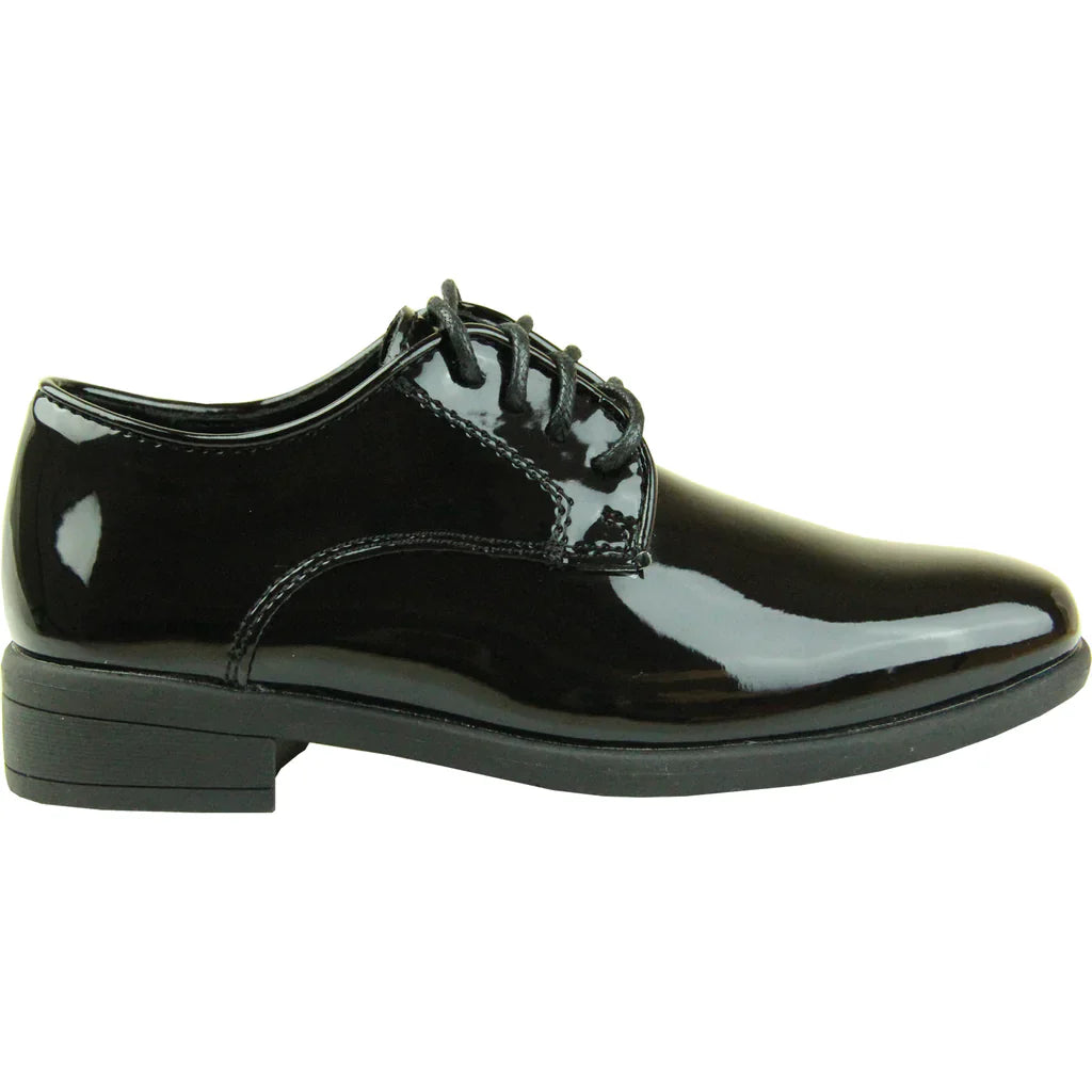 VANGELO Boy TUX-12KID Dress Shoe Formal Tuxedo for Prom & Wedding Black Patent