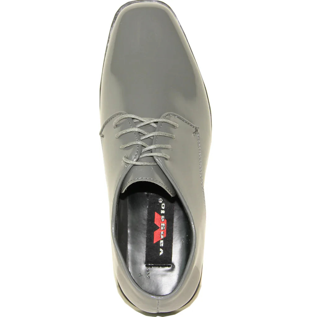 VANGELO Men Dress Shoe TUX-1 Oxford Formal Tuxedo for Prom & Wedding Grey Patent