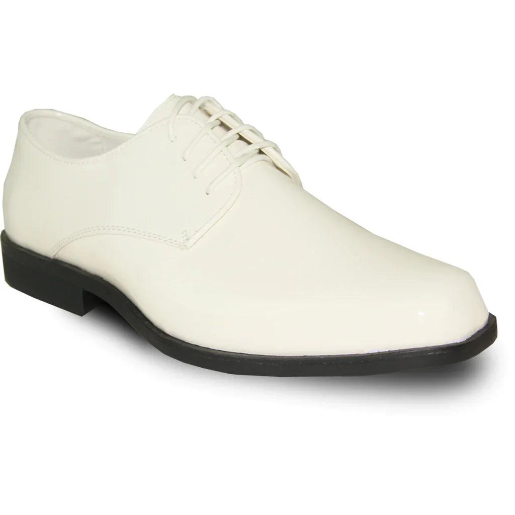 VANGELO Men Dress Shoe TUX-1 Oxford Formal Tuxedo for Prom & Wedding Ivory Patent