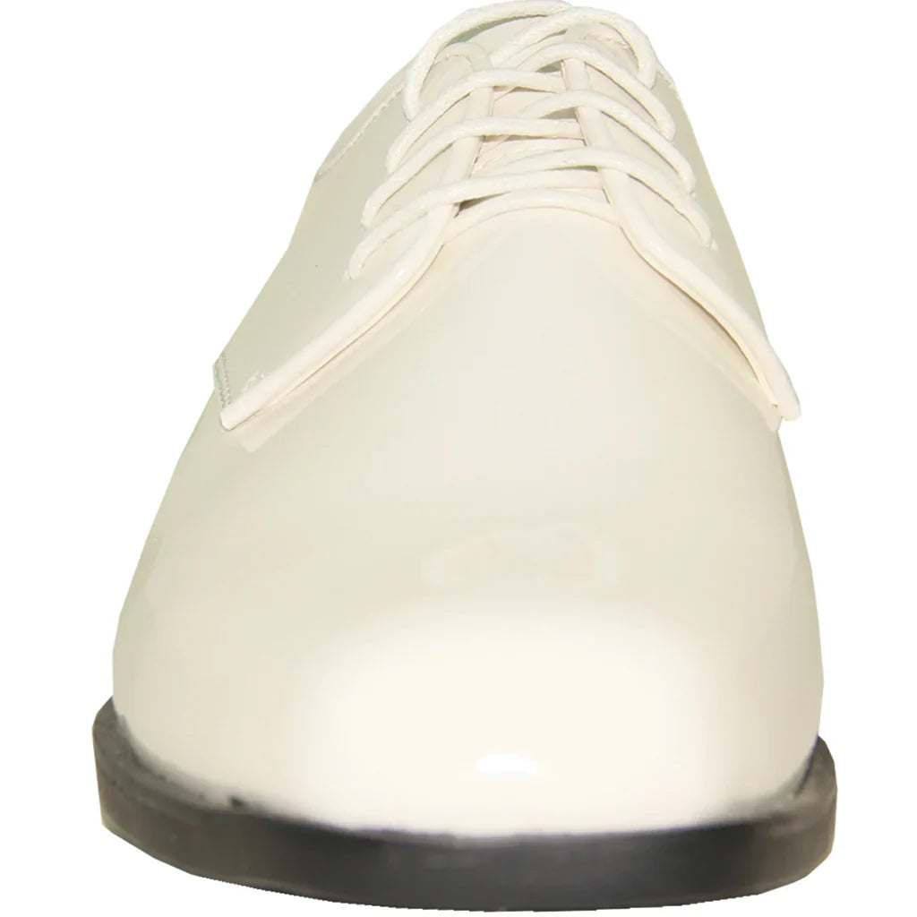 VANGELO Men Dress Shoe TUX-1 Oxford Formal Tuxedo for Prom & Wedding Ivory Patent