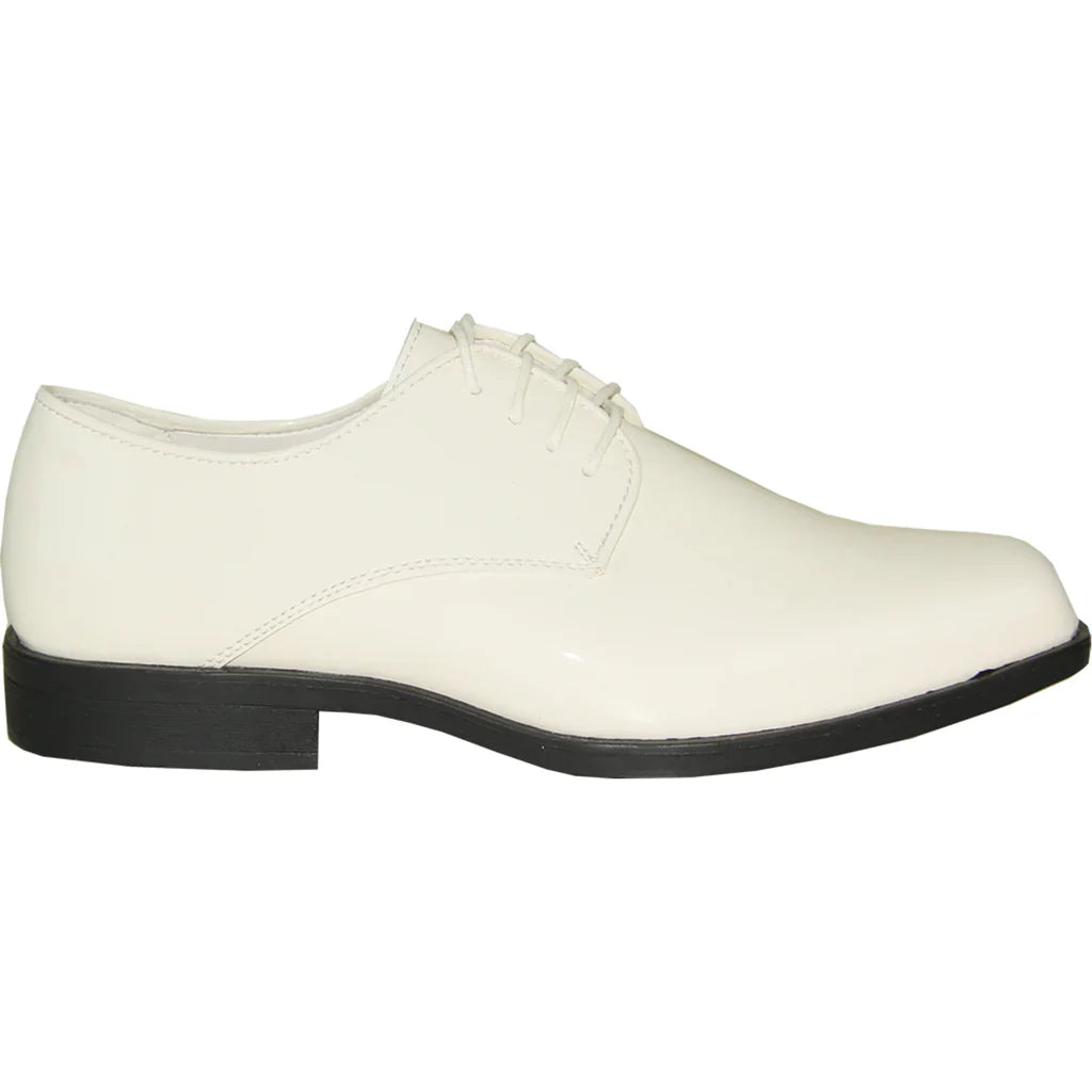 VANGELO Men Dress Shoe TUX-1 Oxford Formal Tuxedo for Prom & Wedding Ivory Patent