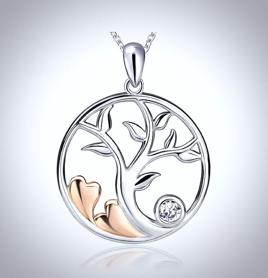 "Georgia" - Sterling Silver, 14K Rose Gold and Cubic Zirconia Necklace