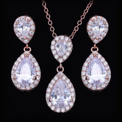 Renee - Cubic Zirconia Bridal Jewelry Set - Available in Silver, Rose Gold and Yellow Gold