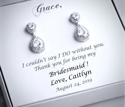 "Carla" - Cubic Zirconia Bridal Earrings - Available in Silver, Rose Gold and Yellow Gold