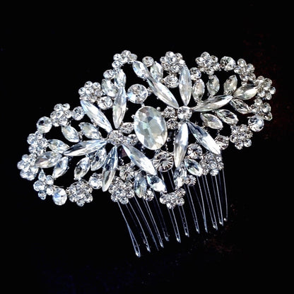 Helena - Crystal Bridal Hair Comb - Available in Silver, Rose Gold and Yellow Gold