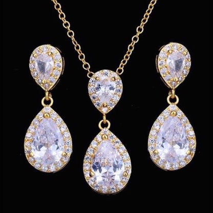 Renee - Cubic Zirconia Bridal Jewelry Set - Available in Silver, Rose Gold and Yellow Gold