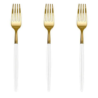 Trendables Forks White/Gold | 120 Count