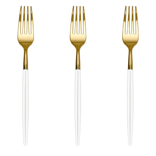 Trendables Forks White/Gold | 120 Count