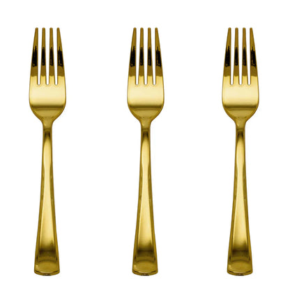 Exquisite Classic Gold Plastic Forks | 20 Count