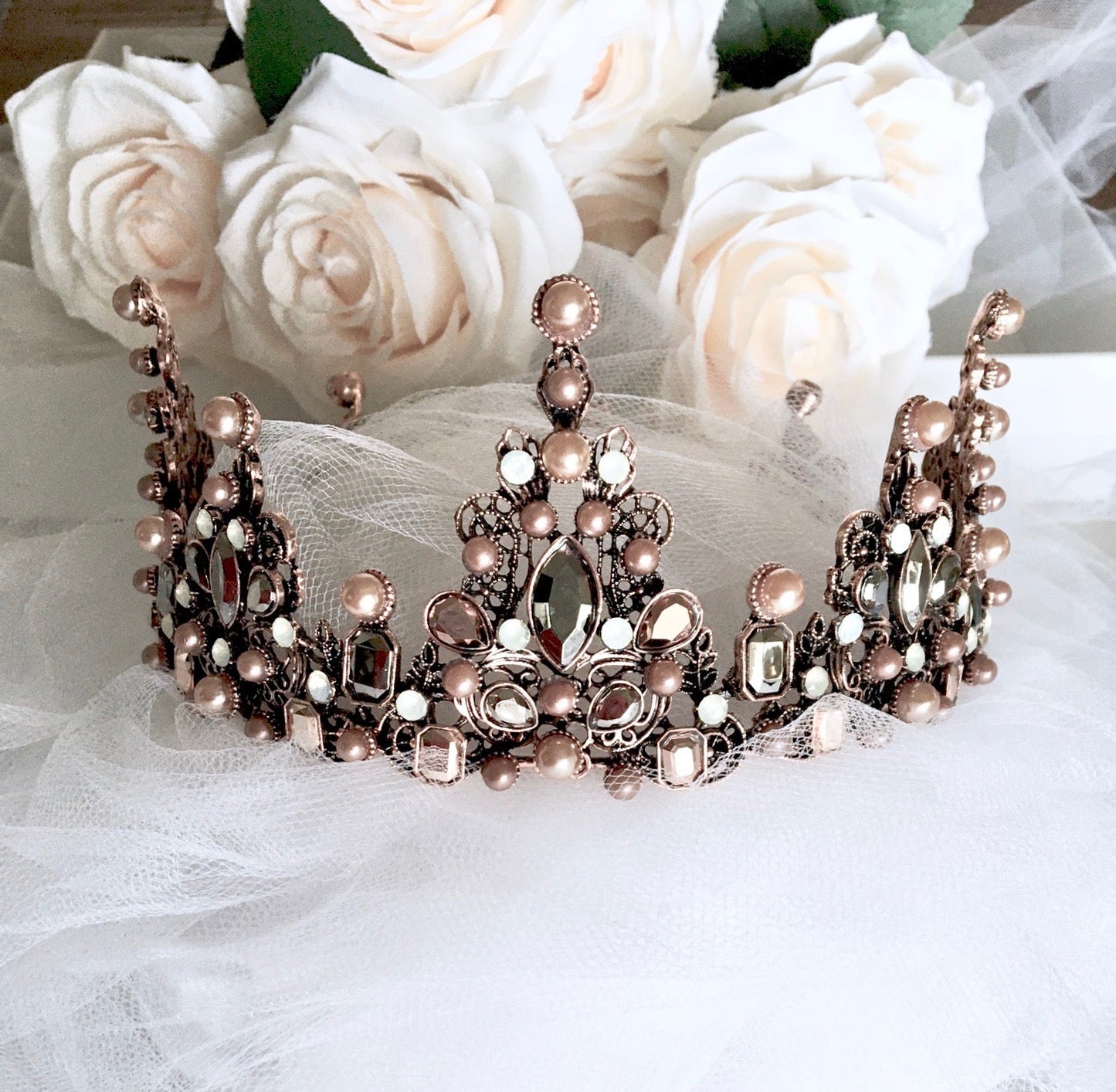 "Eliette" - Baroque Pearl Bridal Crown Tiara