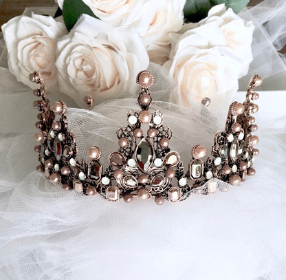 "Eliette" - Baroque Pearl Bridal Crown Tiara
