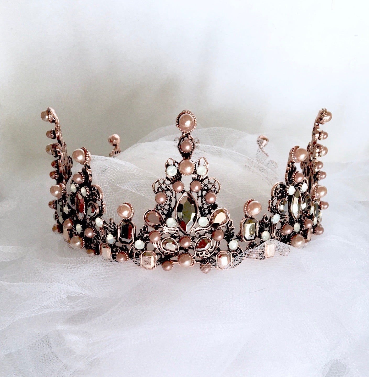 "Eliette" - Baroque Pearl Bridal Crown Tiara