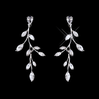 Elona - CZ Vine Bridal Jewelry Set - Available in Silver, Rose Gold and Yellow Gold