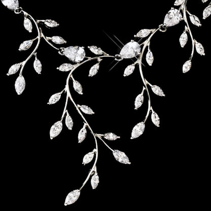 Elona - CZ Vine Bridal Jewelry Set - Available in Silver, Rose Gold and Yellow Gold