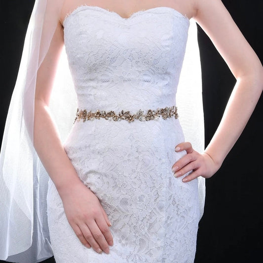 Avalon - Vintage Pearl and Rhinestone Bridal Belt