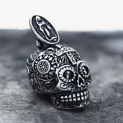 Vintage Cross Sugar Skull Pendant