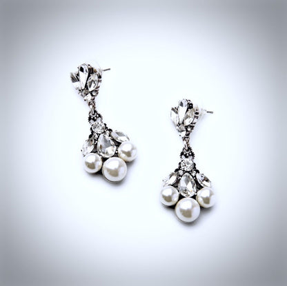 "Avignon" - Vintage Pearl and Rhinestone Bridal Earrings