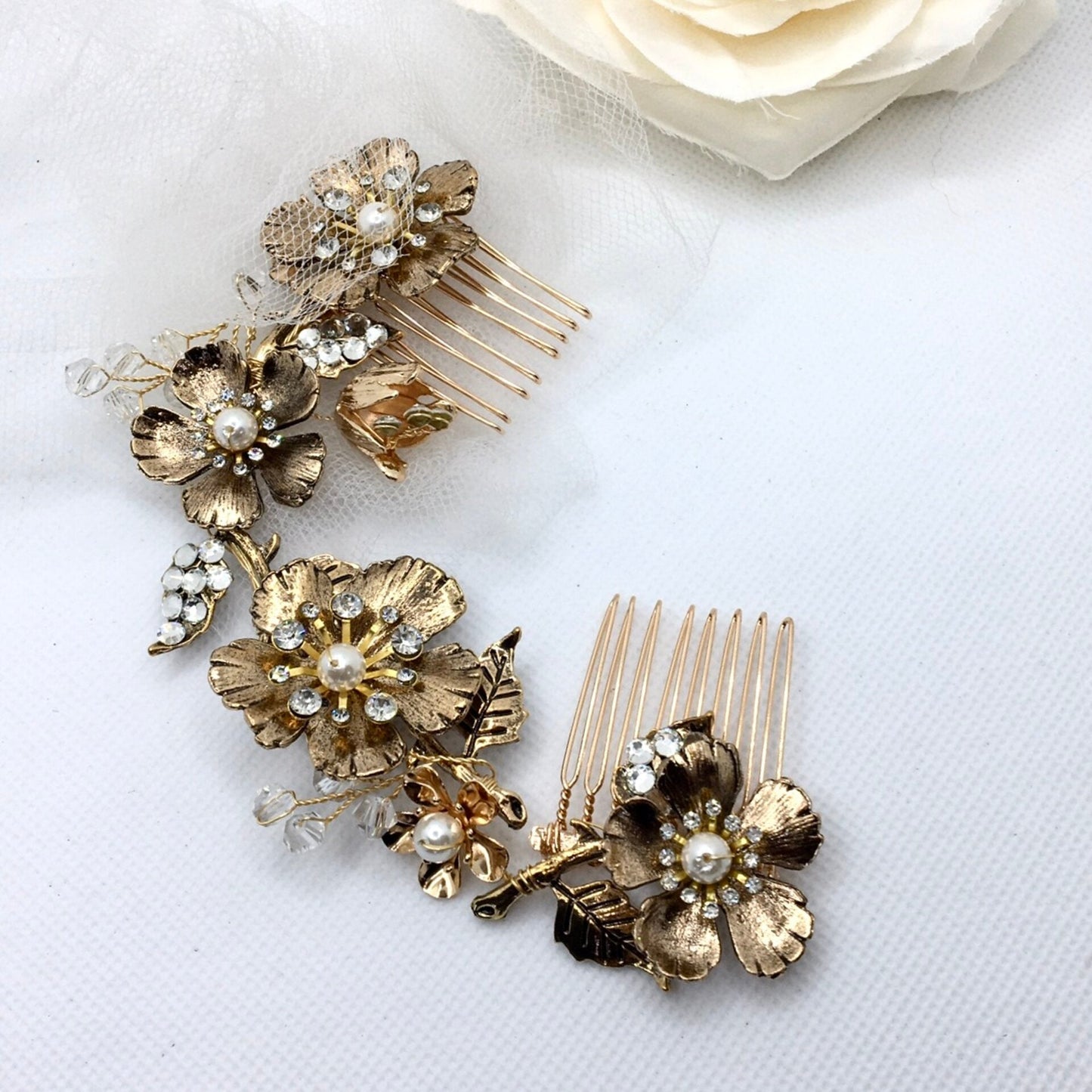 "Vanna" - Vintage Gold Bridal Hair Comb / Vine