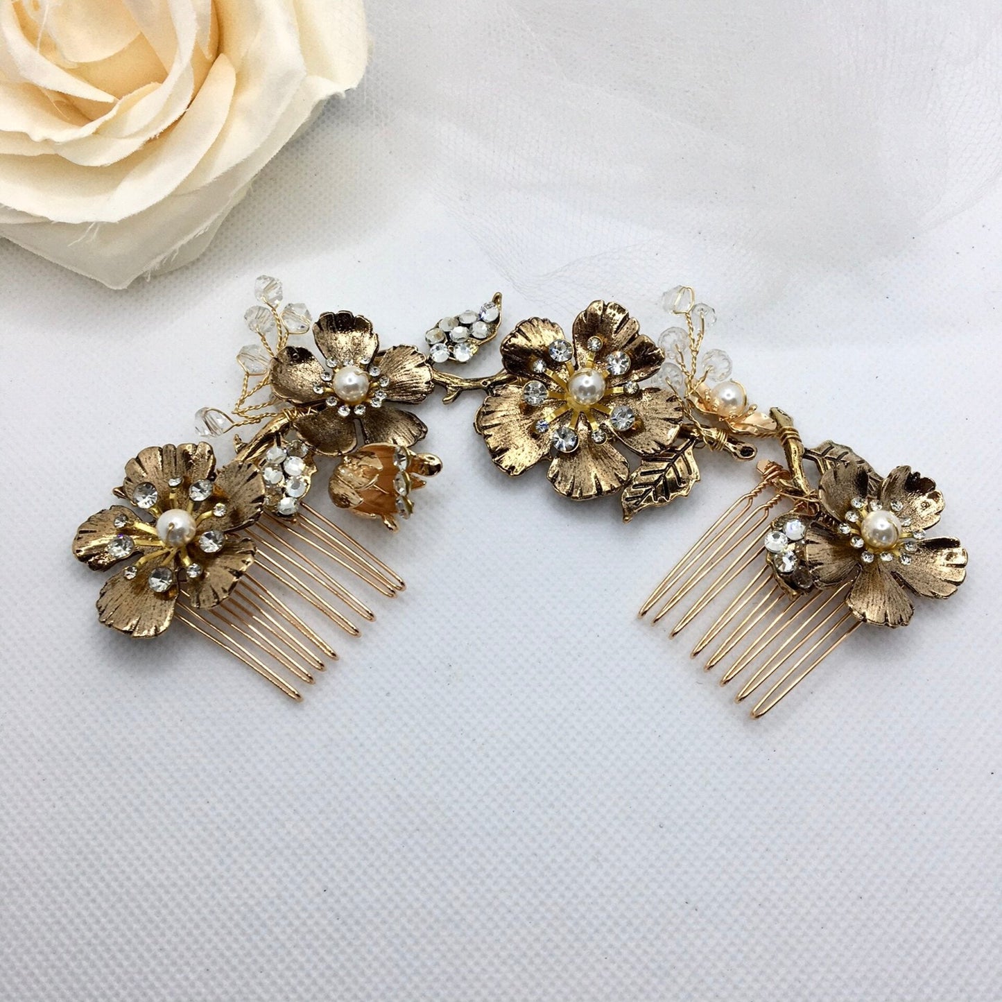 "Vanna" - Vintage Gold Bridal Hair Comb / Vine