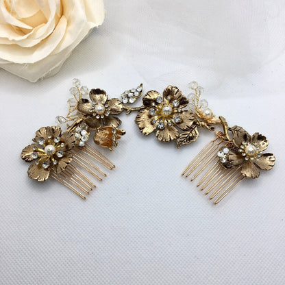 "Vanna" - Vintage Gold Bridal Hair Comb / Vine