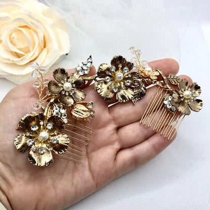 "Vanna" - Vintage Gold Bridal Hair Comb / Vine