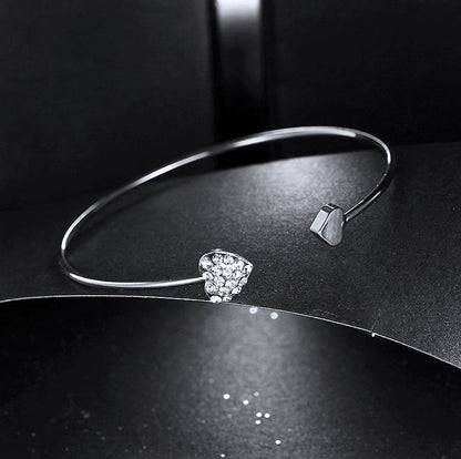 Vivian - Delicate Heart Bangle Bracelet - Available in Silver and Rose Gold