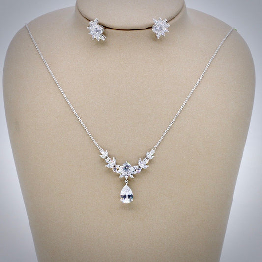 "Joelle" - Silver Cubic Zirconia Bridal Jewelry Set