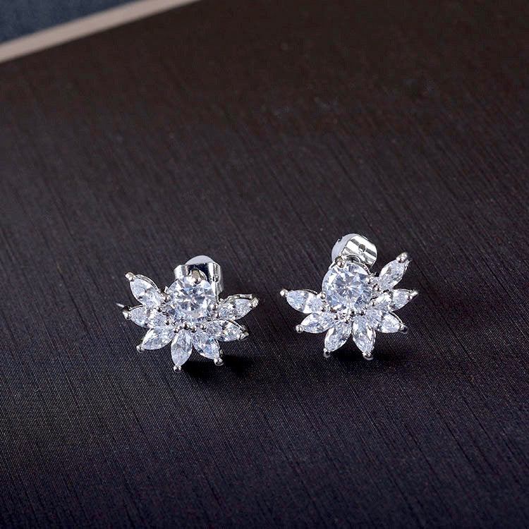 Joelle - Silver Cubic Zirconia 3-Piece Bridal Jewelry Set With Tiara