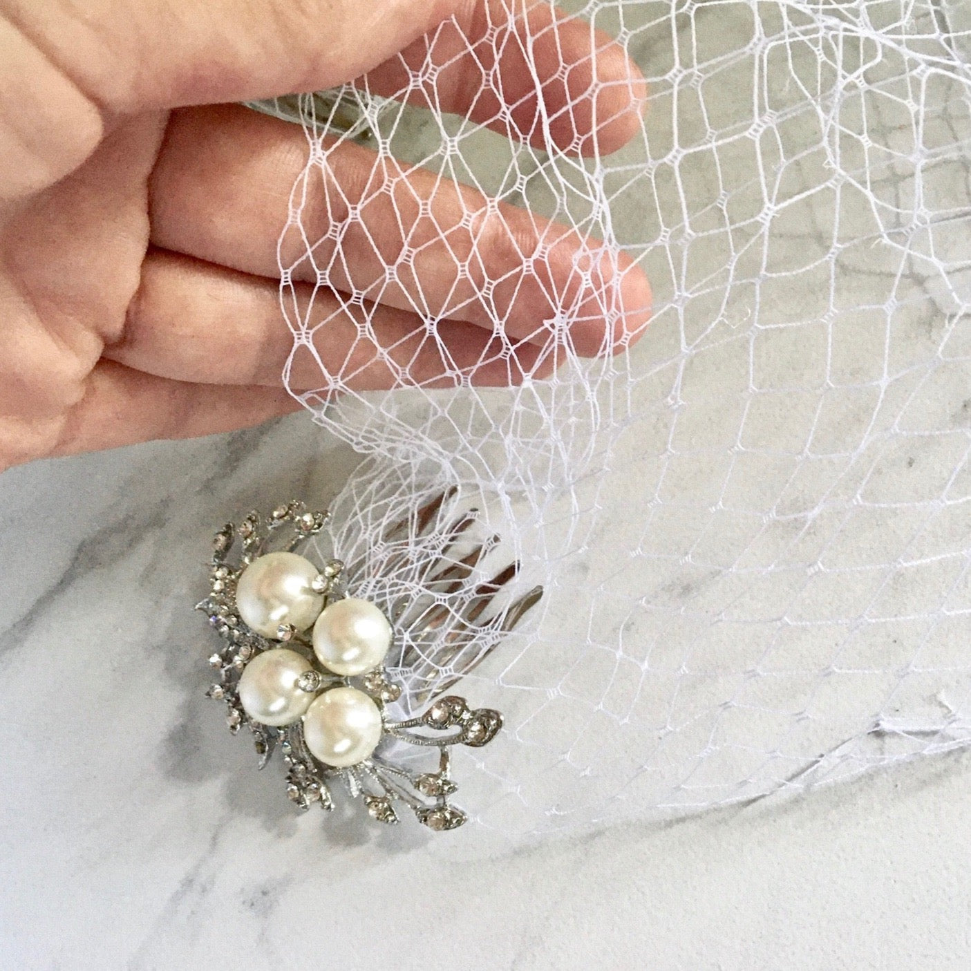 Nancy - Bridal Birdcage Veil - Available in White and Ivory