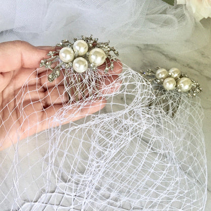 Nancy - Bridal Birdcage Veil - Available in White and Ivory