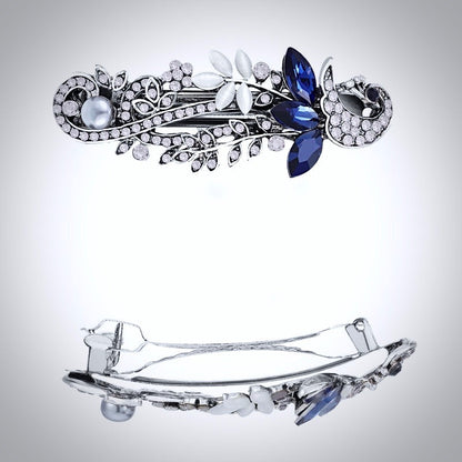 "Cyane" - Blue Crystal Bridal Hair Clips / Barrettes