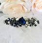 "Cyane" - Blue Crystal Bridal Hair Clips / Barrettes