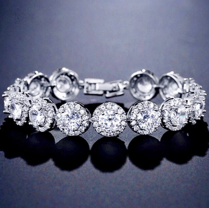 "Whitney" - Cubic Zirconia Bridal Bracelet - Available in Silver and Rose Gold