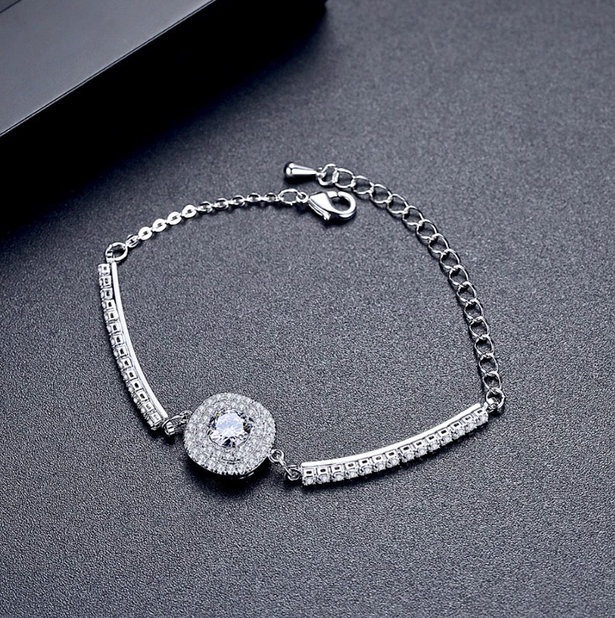 "Margot" - Silver Cubic Zirconia Bridal Three-Piece Jewelry Set