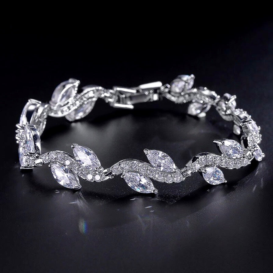 Emily - Cubic Zirconia Bridal Bracelet - Available in Silver and Rose Gold