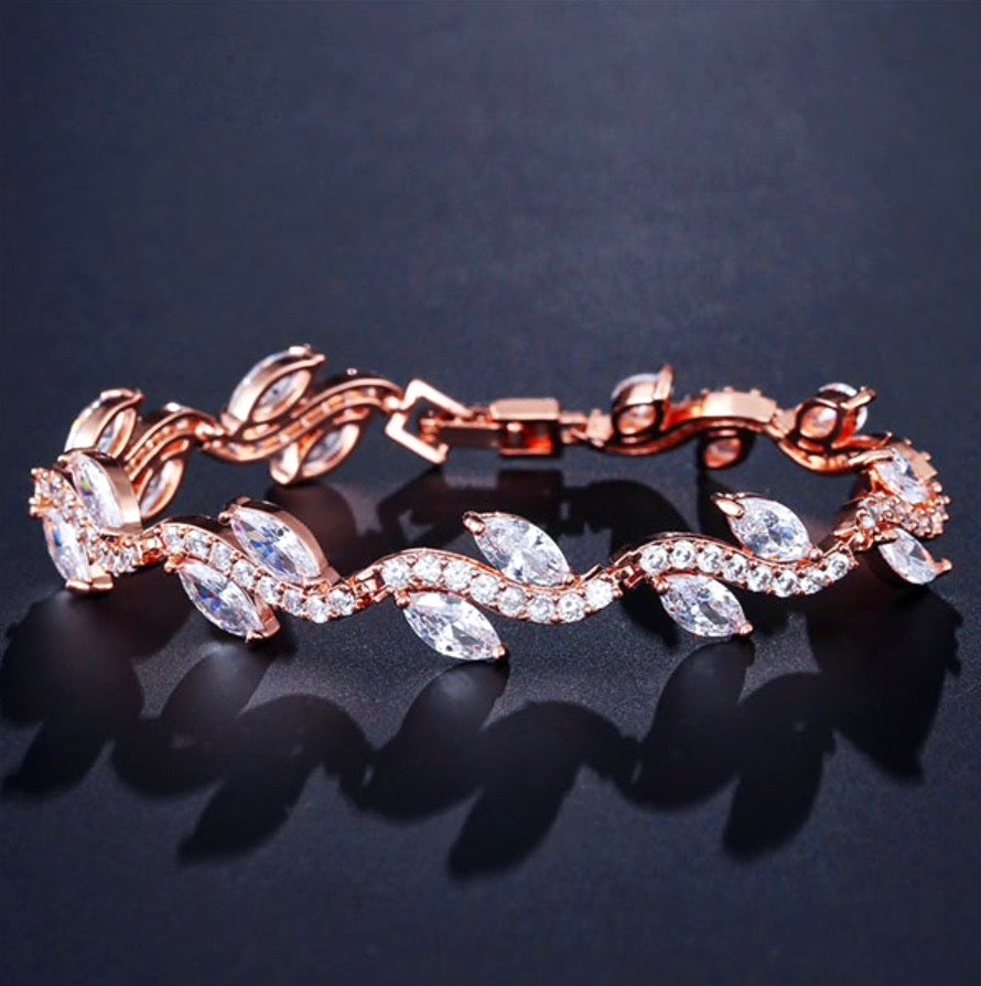 Emily - Cubic Zirconia Bridal Bracelet - Available in Silver and Rose Gold