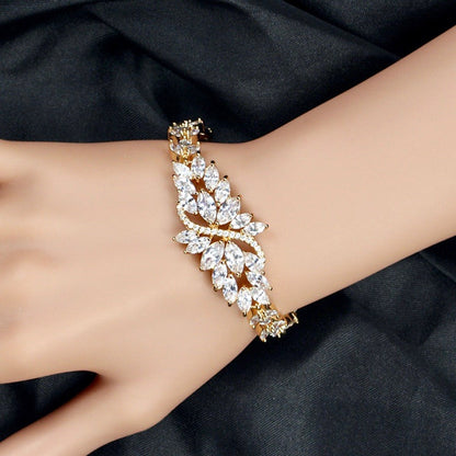 Luana - Cubic Zirconia Bridal Bracelet - Available in Yellow Gold, Silver and Rose Gold