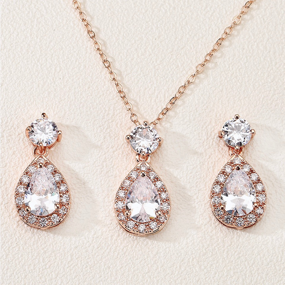 Juliana - Cubic Zirconia Bridal Jewelry Set - Available in Silver, Rose Gold and Yellow Gold
