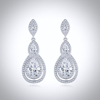 Sabine - Cubic Zirconia Bridal Earrings - Available in Silver, Rose Gold and Yellow Gold