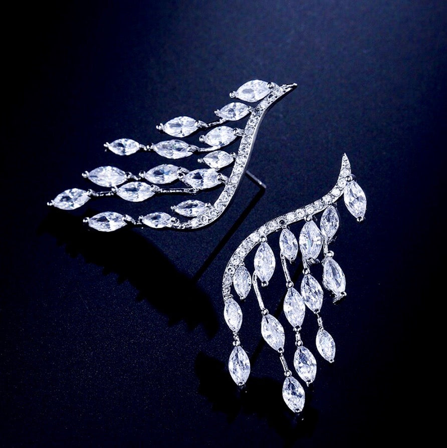 "Caroline" - Cubic Zirconia Bridal Earrings - Available in Silver, Rose Gold and Yellow Gold