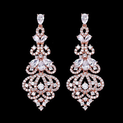 Elora - Cubic Zirconia Bridal Earrings - Available in Rose Gold, Silver and Yellow Gold