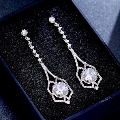 Casey - Silver Cubic Zirconia Bridal Earrings