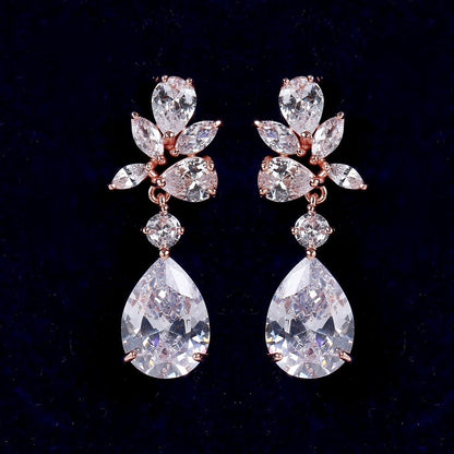 Jessica - Cubic Zirconia Bridal Earrings - Available in Silver, Rose Gold and Yellow Gold