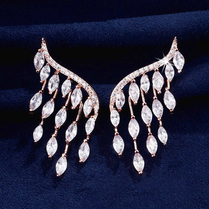 "Caroline" - Cubic Zirconia Bridal Earrings - Available in Silver, Rose Gold and Yellow Gold