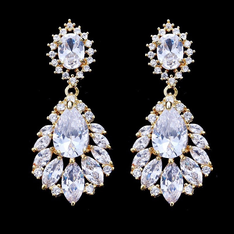 Adrienne - Cubic Zirconia Bridal Earrings - More Colors